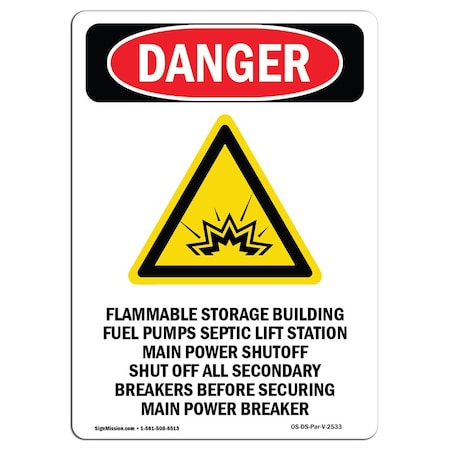 Signmission Safety Sign, OSHA Danger, 18" Height, Flammable Storage, Portrait OS-DS-D-1218-V-2533